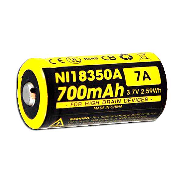 Nitecore Nitecore IMR18350 3.7V 7A 700mAh Li-ion Rechargeable 18350 Battery Default Title
