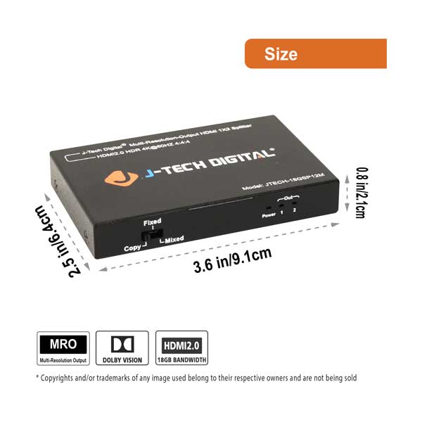 J-Tech JTECH-18GSP12M Digital Scaler/Multi-Resolution Output HDMI 2.0 Splitter