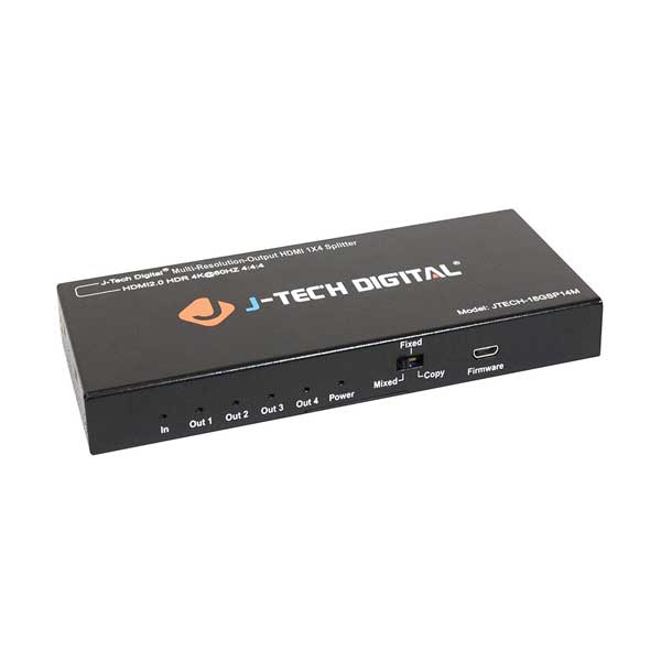 J-Tech JTECH-18GSP14M Scaler/Multi-Resolution Output 18G 1×4 HDMI 2.0 Splitter HDR10