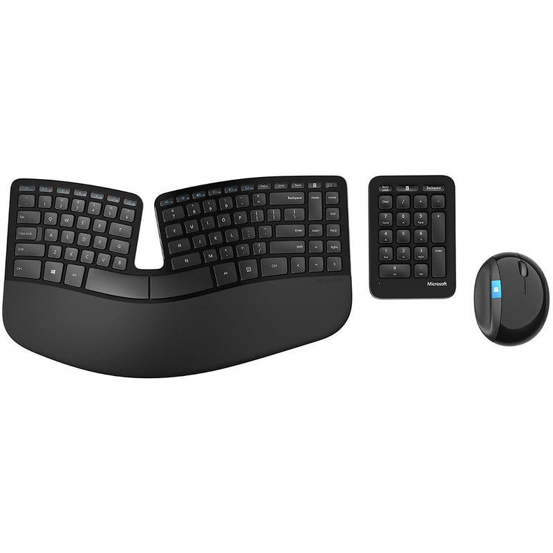 Microsoft Sculpt Ergonomic Wireless Desktop Keyboard, Mouse, & Number Pad