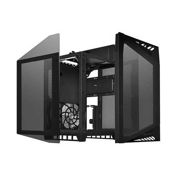 SilverStone LD03B Black Lucid mITX mDTX MB SFX SFX-L PSU Compatible Tower Case with Tinted Tempered Glass Panels