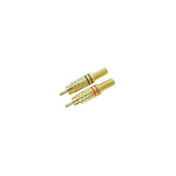 Gold RCA Plug w/ Spring Relief (1 Pair, Black / Red)