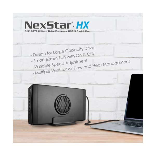 Vantec NST-387S3-BK NexStar HX 3.5" SATA III Hard Drive Enclosure USB 3.0 With Fan