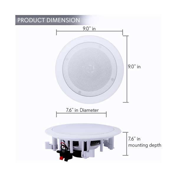 Pyle PDICBT652RD Dual 6.5" 200W White Ceiling/Wall Flush Mount 2-Way Bluetooth Home Speakers
