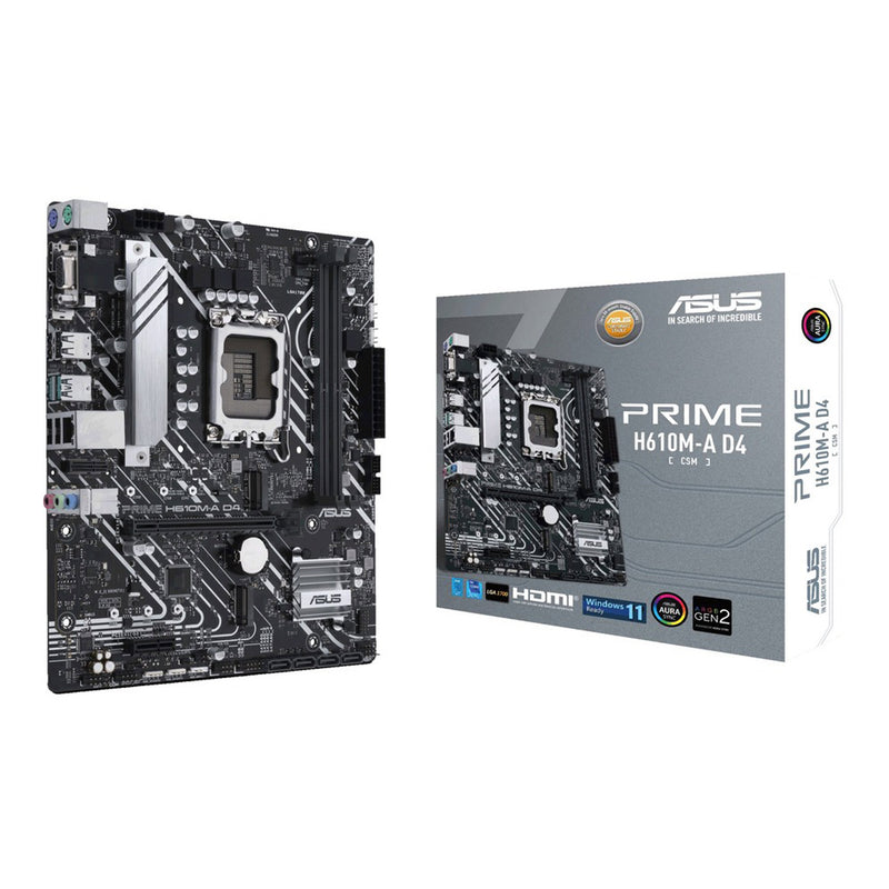 ASUS PRIME H610M-A D4-CSM Intel H610 LGA1700 Micro ATX Desktop Motherboard