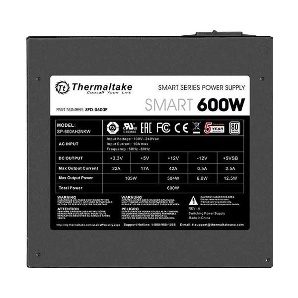 Thermaltake PS-SPD-0600NPCWUS-1 600W 80 Plus Smart Series Power Supply