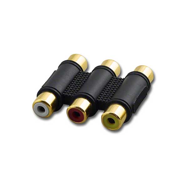 Pan Pacific RCA-6196 Red Yellow White Triple RCA Coupler with Black Jacket
