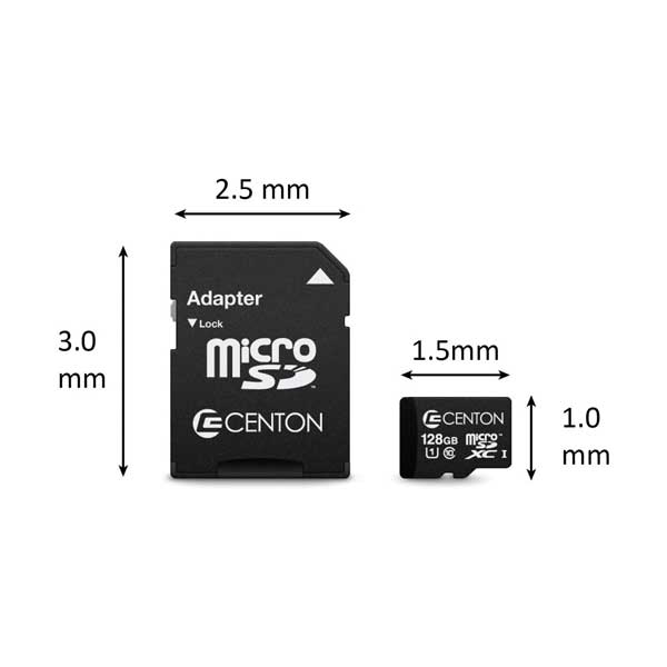 Centon S1-MSDXU1-128G 128GB MicroSDXC UHS-I Flash Memory Card with Adapter