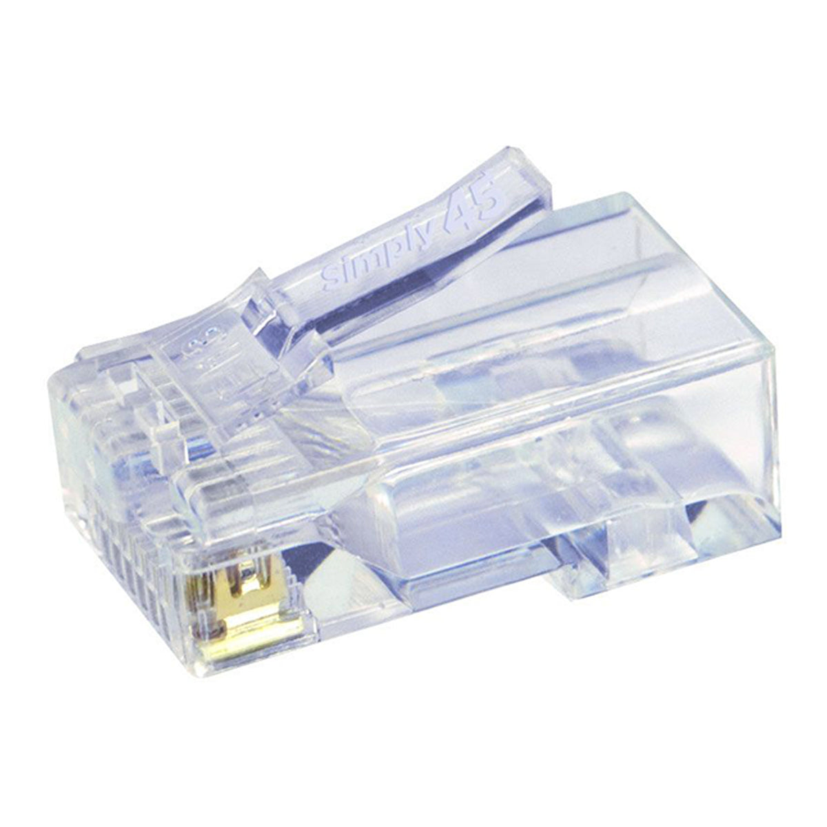 Simply45 S45-1500 CAT5e UTP Unshielded Pass-Through Blue Tint RJ45 Modular Plug 100-Piece Jar