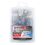 Simply45 S45-1501P CAT5e PROSeries Pass-Through Blue Tint RJ45 Modular Plug 50-Piece
