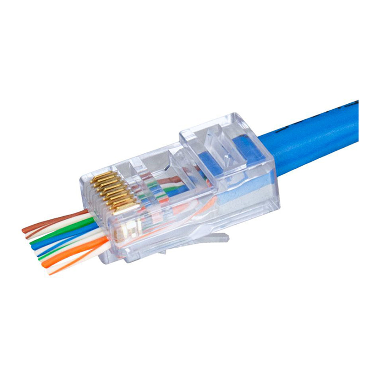 Simply45 S45-1501P CAT5e PROSeries Pass-Through Blue Tint RJ45 Modular Plug 50-Piece