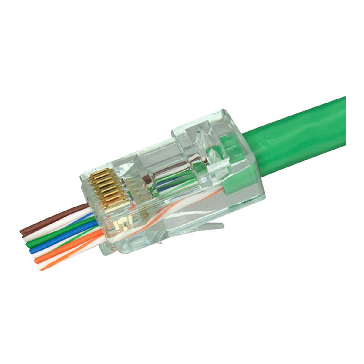 Simply45 S45-1601P CAT6 PROSeries Pass-Through Green Tint RJ45 Modular Plug 50-Piece