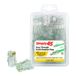 Simply45 S45-1601 CAT6 UTP Unshielded Pass-Through Green Tint RJ45 Modular Plug 50-Piece