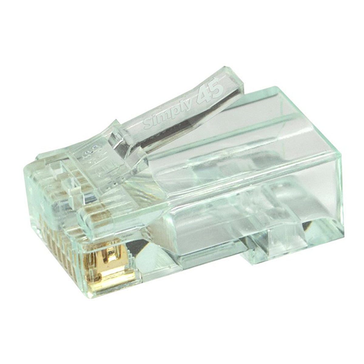 Simply45 S45-1601 CAT6 UTP Unshielded Pass-Through Green Tint RJ45 Modular Plug 50-Piece