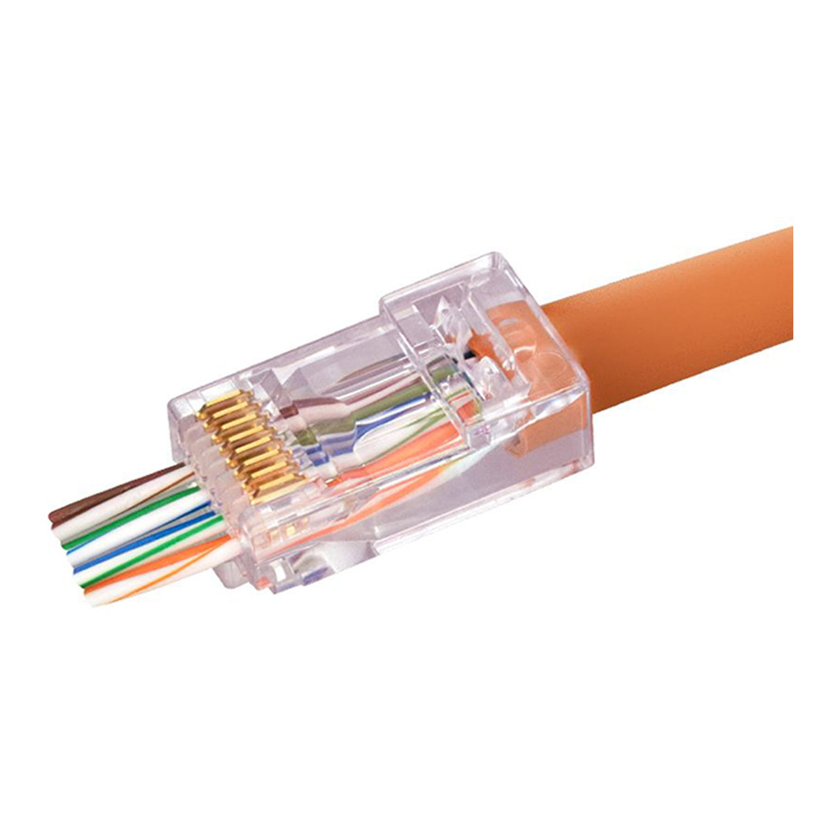 Simply45 S45-1700 CAT6/6a UTP Unshielded Pass-Through Hi/Lo Stagger Red Tint RJ45 Modular Plug 100-Piece Jar