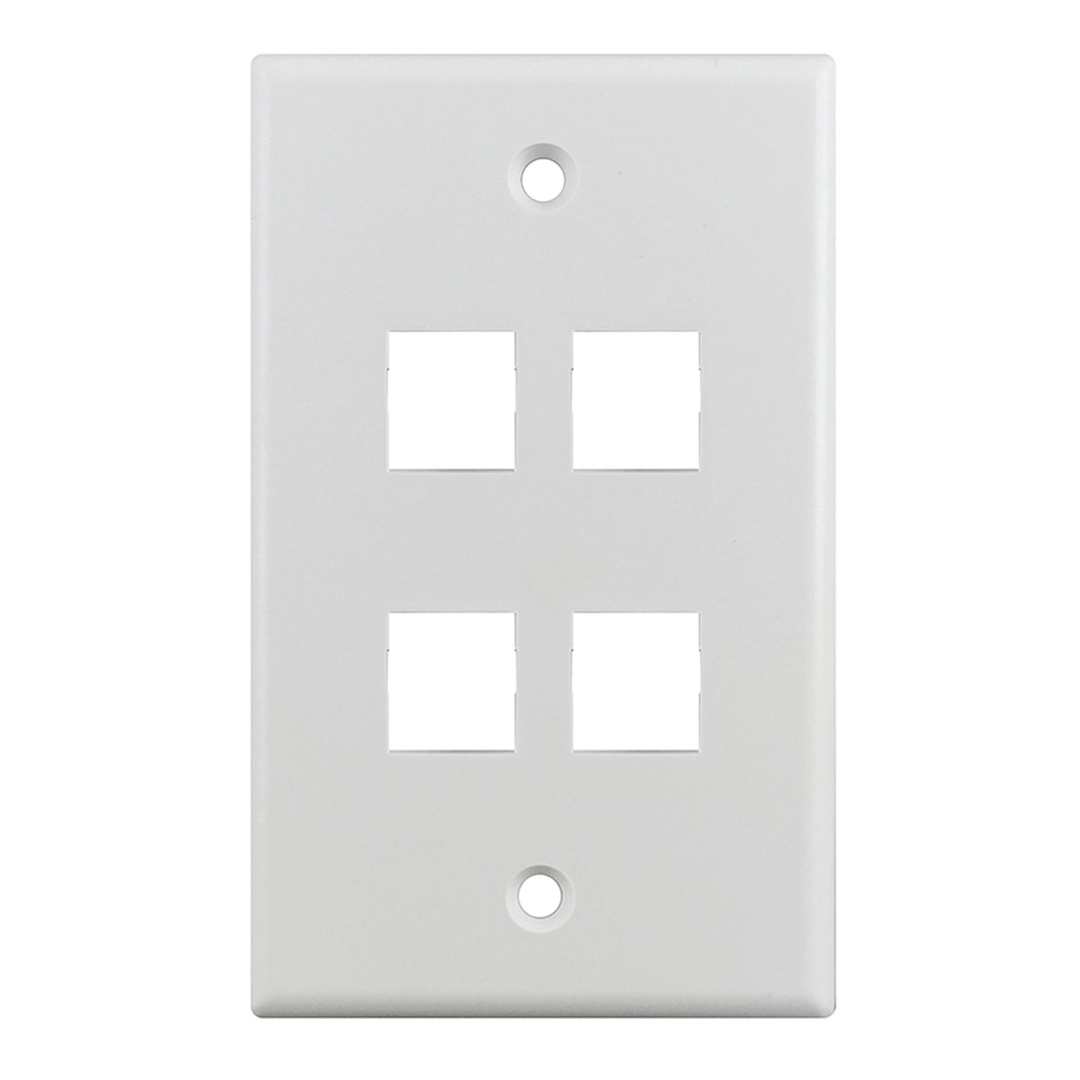 S45-3204W 4-Port Single Gang White Keystone Wall Plate