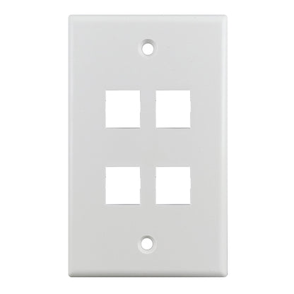 S45-3204W 4-Port Single Gang White Keystone Wall Plate