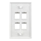 S45-3204W 4-Port Single Gang White Keystone Wall Plate