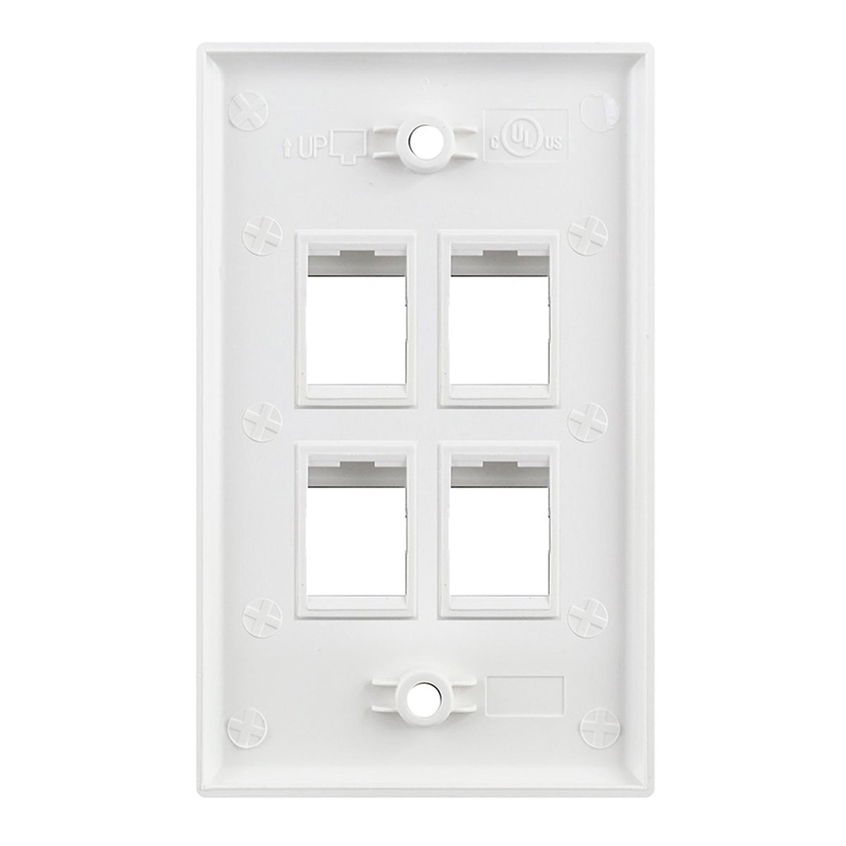 S45-3204W 4-Port Single Gang White Keystone Wall Plate
