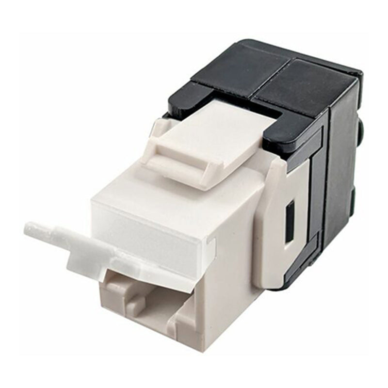 Simply45 S45-3500W CAT5e Unshielded UTP 180° White Toolless Keystone Jack with 6-Color Snap-On ID Bars