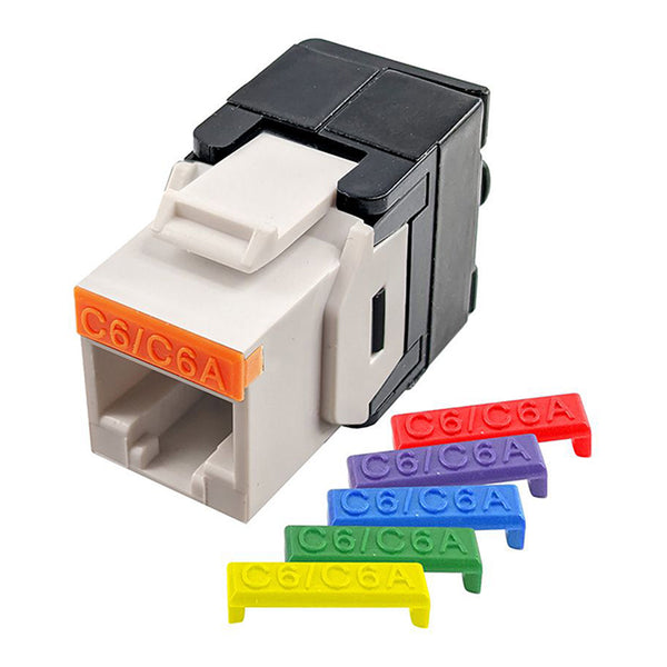 Simply45 Simply45 S45-3600W Cat6/6A UTP 180° White Keystone Jack Toolless Connector Dust Cover with 6-Color Snap-On ID Bars Default Title
