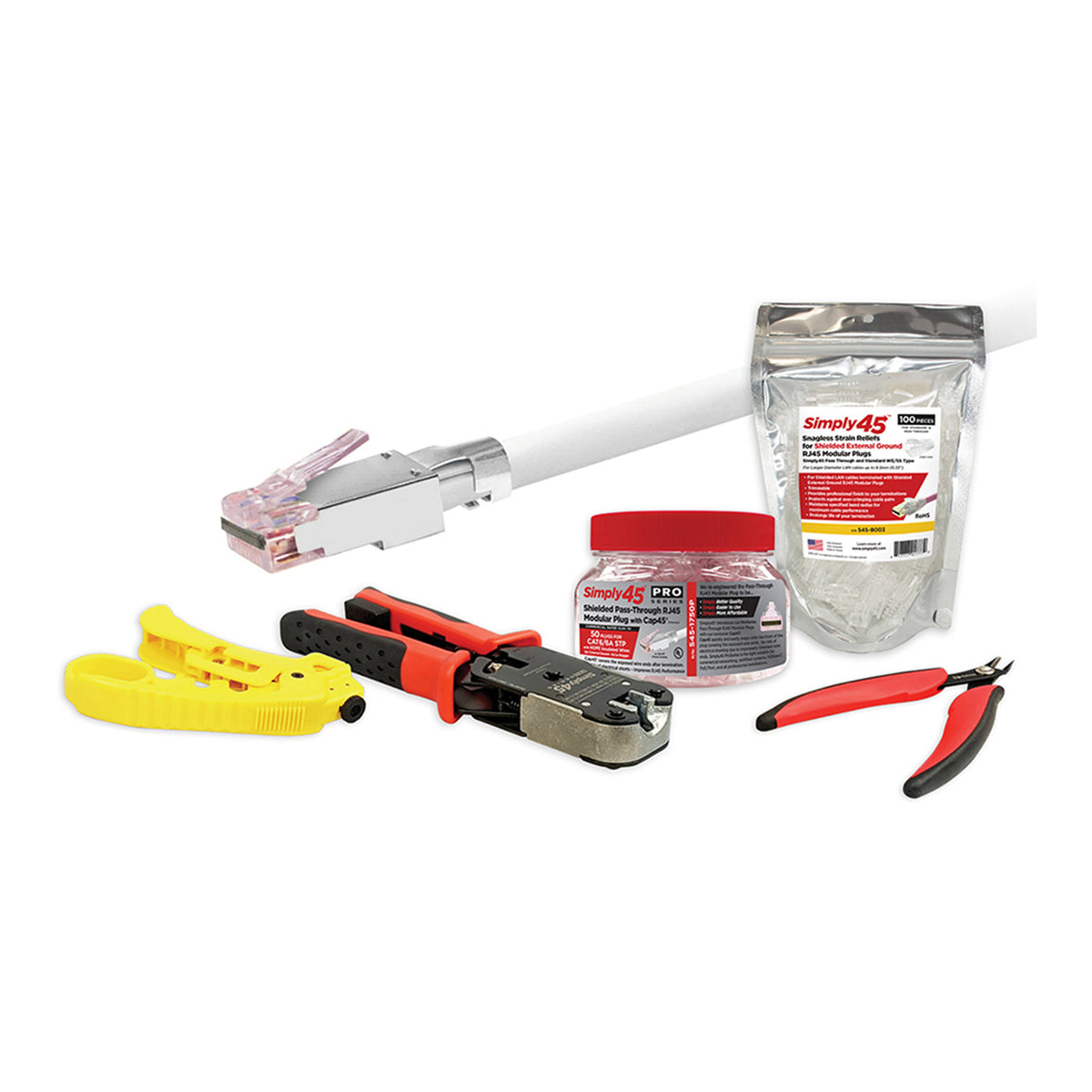 Simply45 S45-PSK6S ProSeries CAT6/6a Shielded Pass-Through RJ45 Starter Kit