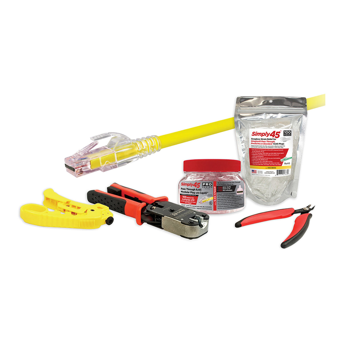 Simply45 S45-PSK6U ProSeries CAT6/6a UTP Unshielded Pass-Through Starter Kit with Cap45 and Bar45