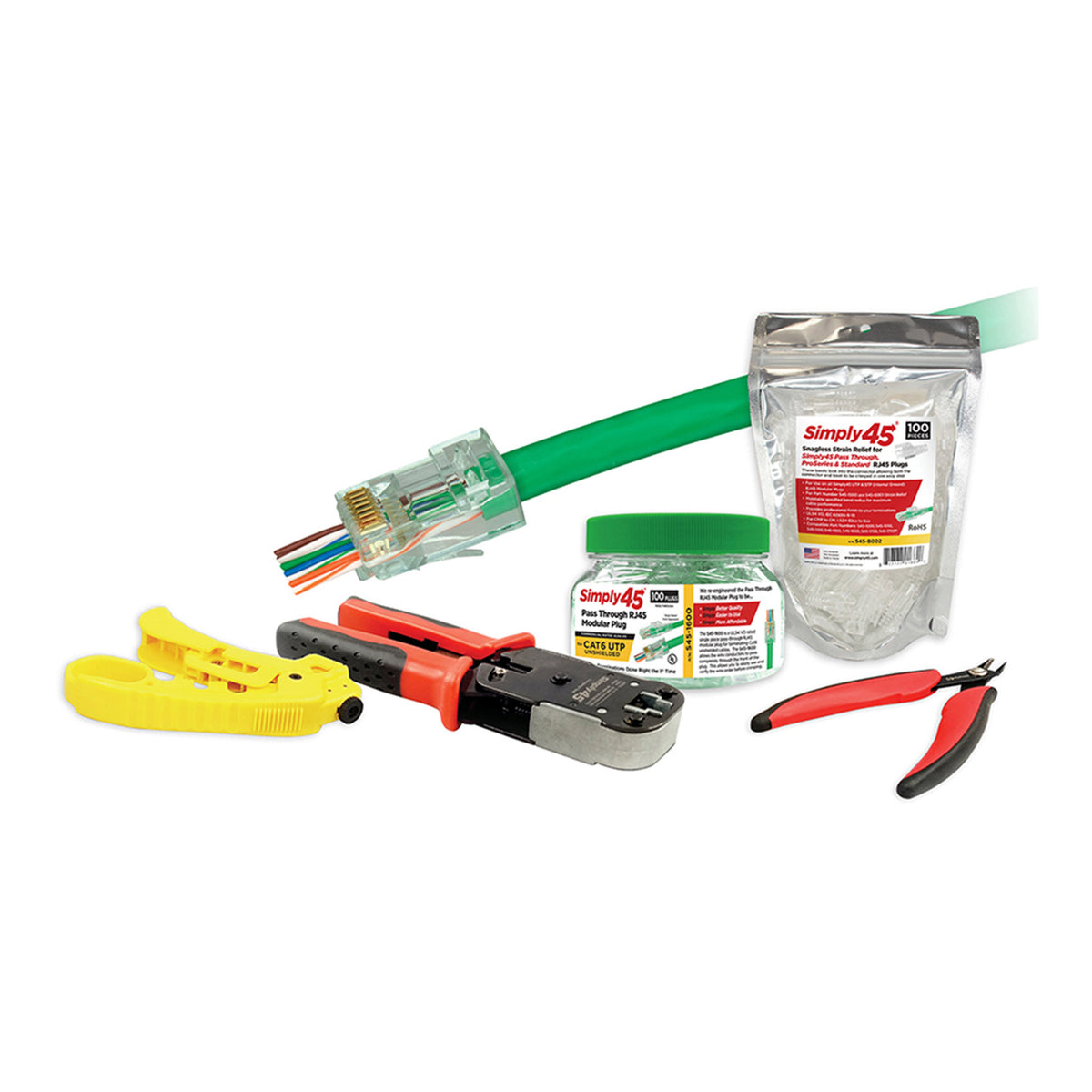 Simply45 S45-PTK6U CAT5e/6 Unshielded UTP Pass-Through Series Starter Kit