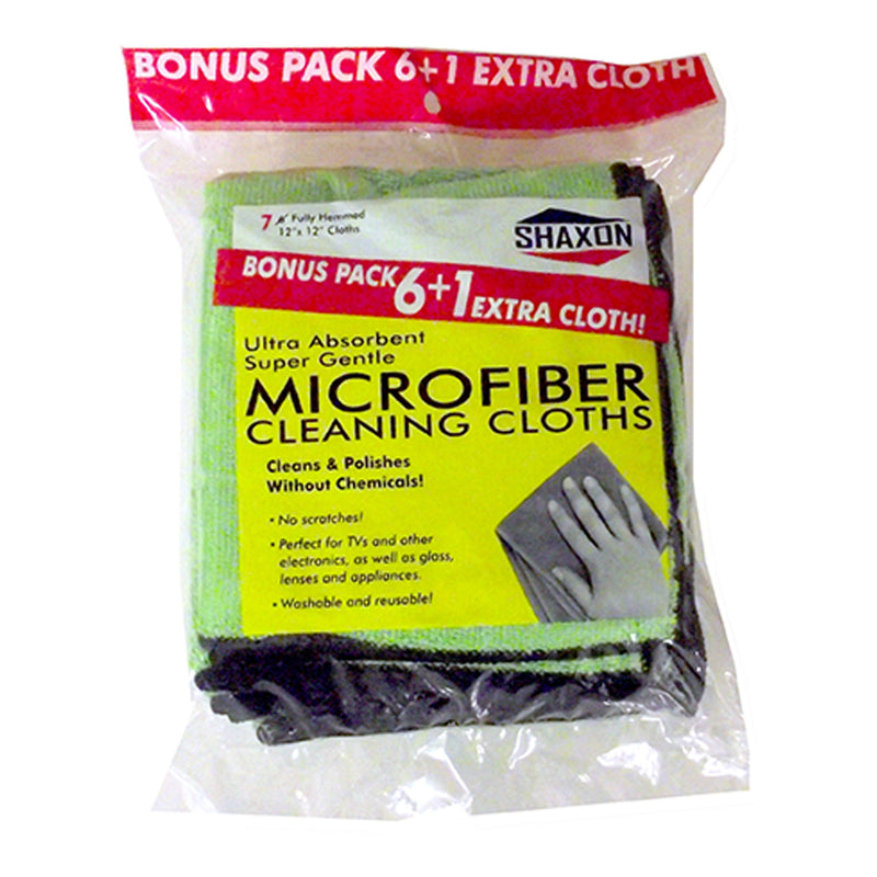 Shaxon SHX-MFW61B-B 12" 7-Pack Light Duty Microfiber Cleaning Cloths