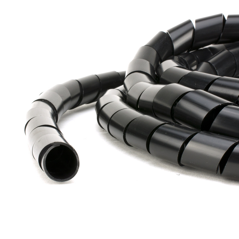 3/8 Inch Flexible Spiral Wrap, Black, 100FT Roll