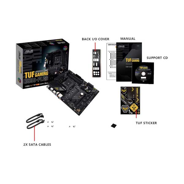 ASUS TUF GAMING B550-PLUS AMD Ryzen AM4 ATX Gaming Motherboard with Aura Sync RGB Lighting Support