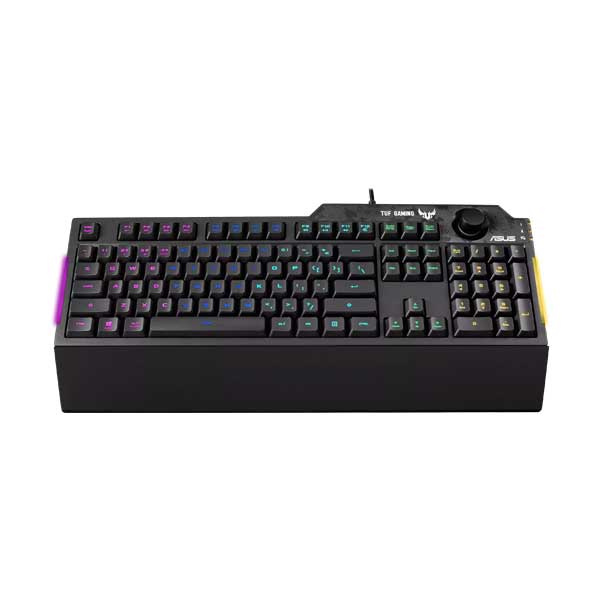 ASUS TUF Gaming K1 Spill-Resistant RGB Keyboard with Volume Knob and Side Light Bar