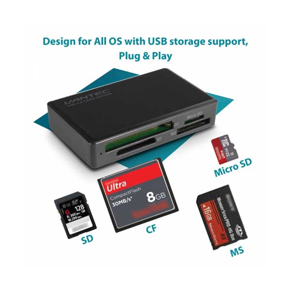 Vantec UGT-CR615 USB 3.0 Multi-Card Reader UHS-II (SD 4.0, Multi-LUN)