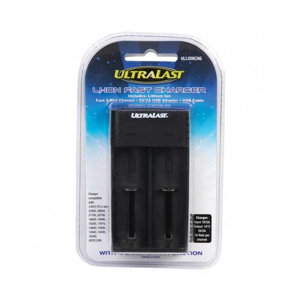 UltraLast ULLIONCHG Dual-Slot 5V 2A 18650 Lithium Ion Battery Fast Charger