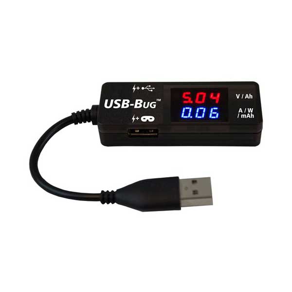TRIPLETT USB-BUG Dual-Output Inline USB-A Tester with Data Masking Port