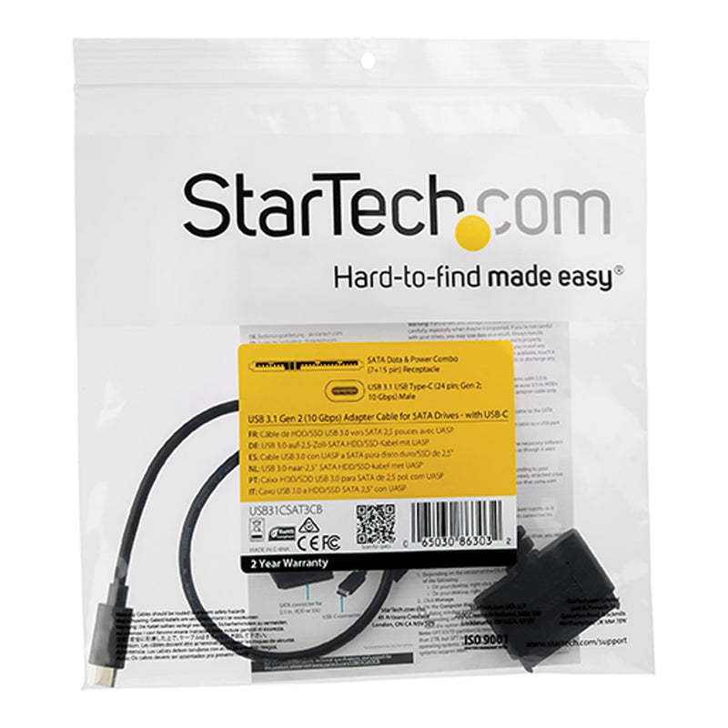 StarTech USB31CSAT3CB USB-C 3.1 Adapter Cable for 2.5” SATA Drives