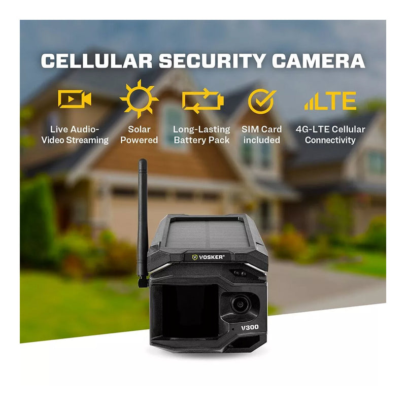 VOSKER V300 1080p Solar Powered 4G-LTE Cellular Outdoor Security Camera