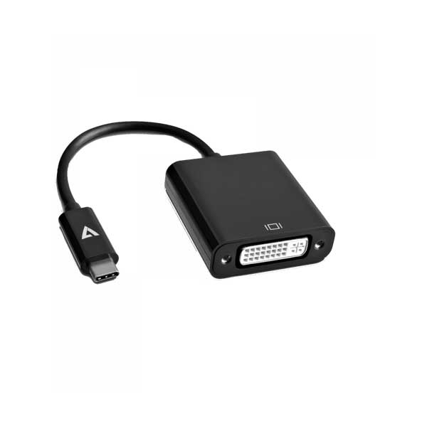 V7 V7UCDVI-BLK-1E USB-C Male to DVI-I Female 1080p Full HD Video Adapter