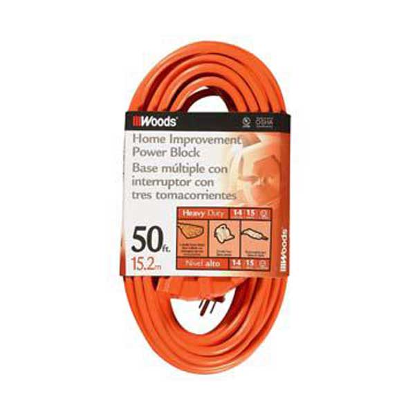 WOODS 3-Outlet Power Block Extension Cord - 50'