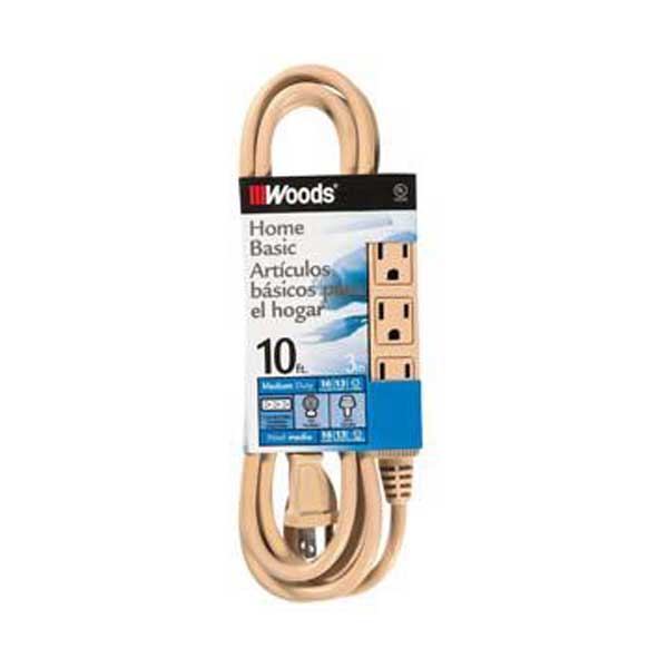 WOODS 3-Outlet Power Tap Extension Cord - 10'