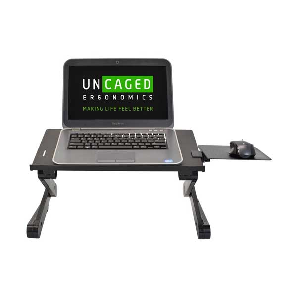 Uncaged Ergonomics WEBLS-B WorkEZ Best Adjustable Laptop Cooling Stand & Lap Desk with Tilting Mouse Pad