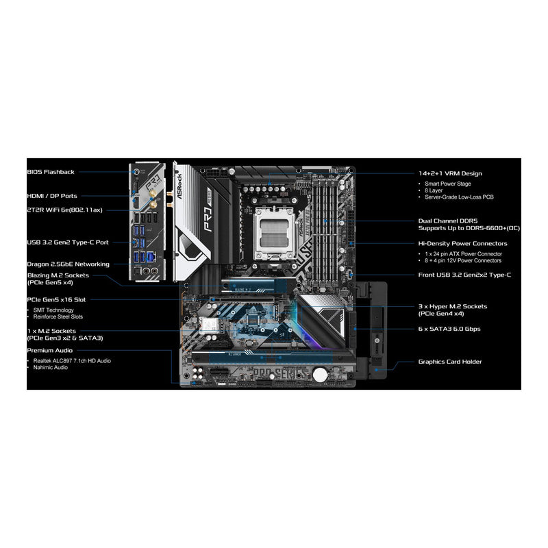 ASRock X670E PRO RS AMD Ryzen 7000 Series AM5 ATX Pro RS Gaming Motherboard