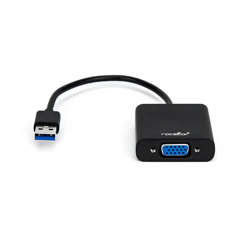 Rocstor Y10A178-B1 Black External USB 3.0 1080p Premium USB-A to VGA Video Adapter for PC and MAC