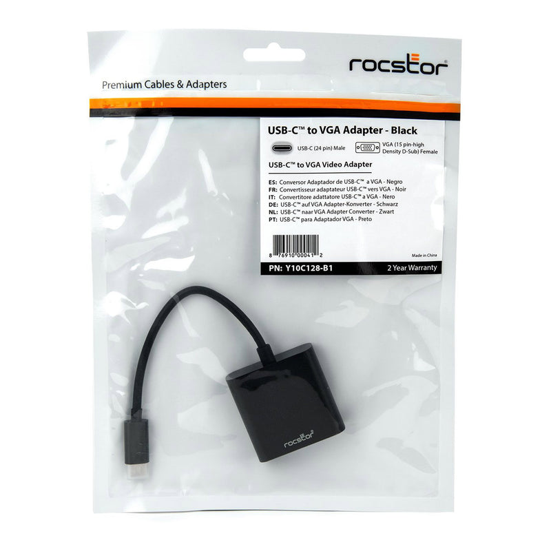 Rocstor USB Video Adapter USB-C Male to VGA Female