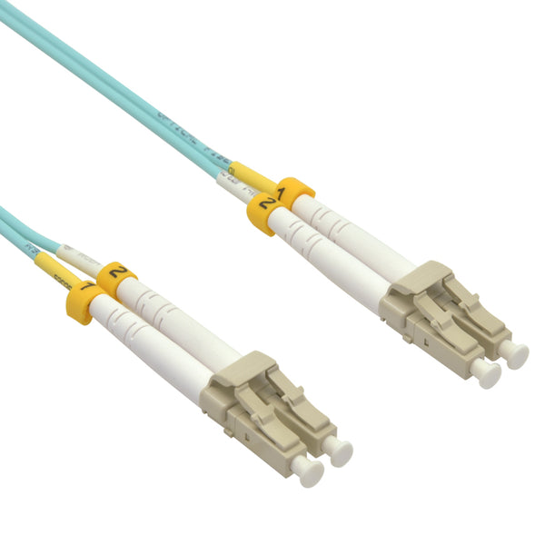 Park Cables LC to LC 10M, Multimode Fiber Optic Patch Cable, 10Gbps, Duplex, OM3, PVC (OFNR) 2.0mm, Aqua Default Title
