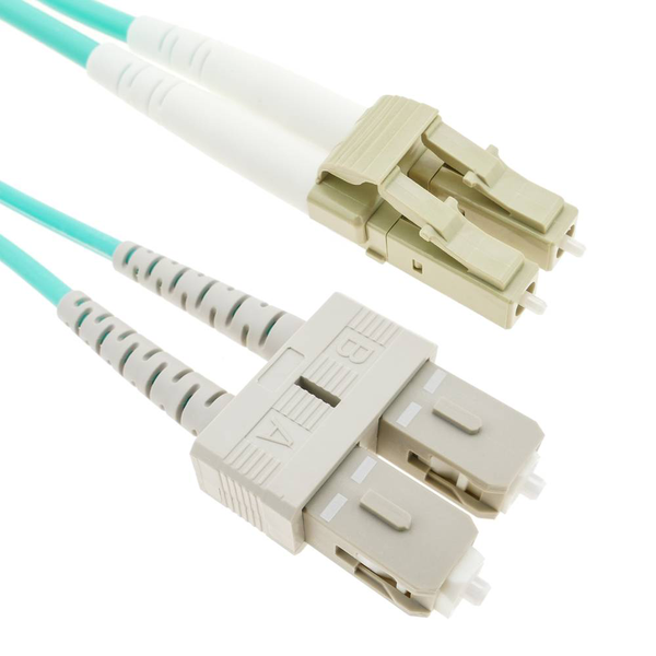 Park Cables LC to SC 10M, Multimode Fiber Optic Patch Cable, 10Gbps, Duplex, OM3, PVC (OFNR), 2.0MM, Aqua Default Title
