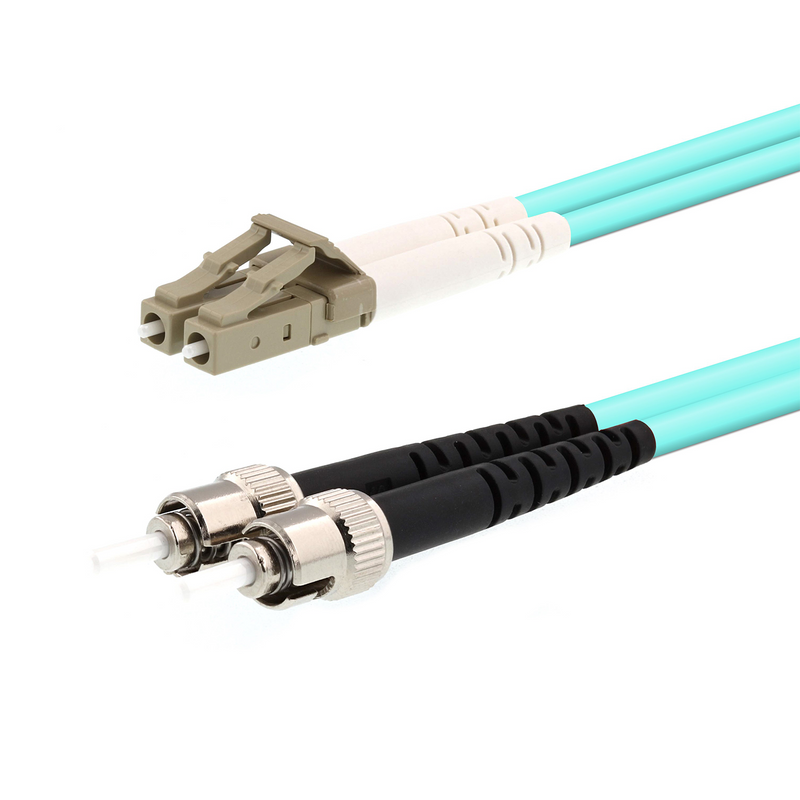 LC to ST 3M, Multimode Fiber Optic Patch Cable, 10Gbps, Duplex, OM3, PVC (OFNR), 2.0MM, Aqua